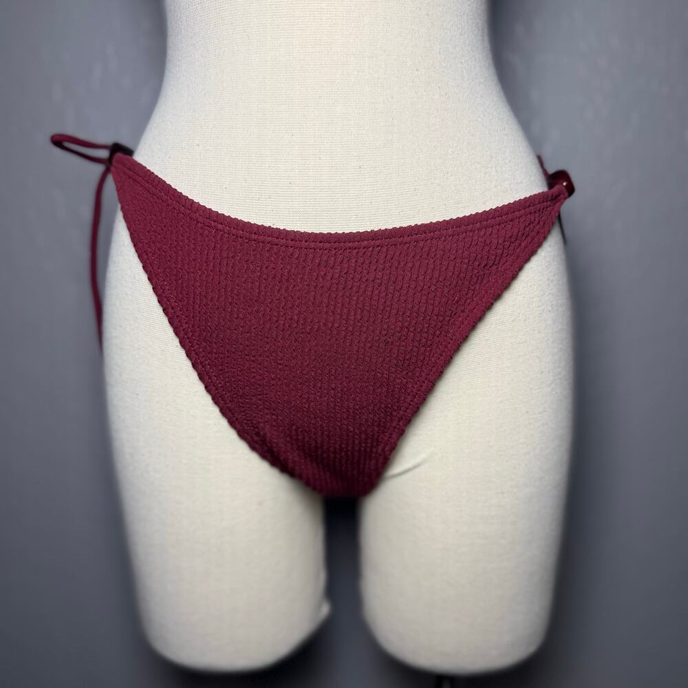Princess Polly Glora Tie Side Textured Bikini Bottom, Red, US 12